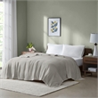 Pemberly Row Contemporary Basketweave Cotton Blanket in Gray