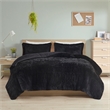 Pemberly Row Contemporary Shaggy Long Fur Comforter Mini Set in Black
