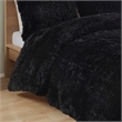 Pemberly Row Contemporary Shaggy Long Fur Comforter Mini Set in Black