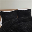 Pemberly Row Contemporary Shaggy Long Fur Comforter Mini Set in Black