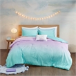 Pemberly Row Metallic Glitter Printed Reversible Comforter Set in Aqua