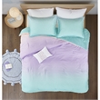 Pemberly Row Metallic Glitter Printed Reversible Comforter Set in Aqua
