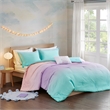 Pemberly Row Metallic Glitter Printed Reversible Comforter Set in Aqua