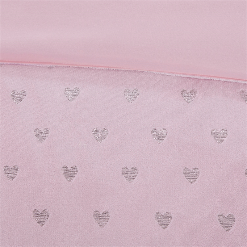 Pemberly Row Metallic Printed Plush Comforter Set in Pink and Silver