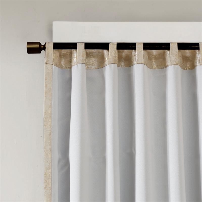 Pemberly Row Jacquard Lined Total Blackout Rod Pocket Back Tab Window Panel