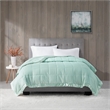 Pemberly Row Fabric Down Alternative Blanket with Satin Trim - Seafoam