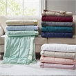Pemberly Row Fabric Down Alternative Blanket with Satin Trim - Seafoam