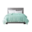 Pemberly Row Fabric Down Alternative Blanket with Satin Trim - Seafoam