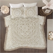 Pemberly Row Cotton Medallion Fringe Coverlet Mini Set in Taupe