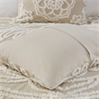 Pemberly Row Cotton Medallion Fringe Coverlet Mini Set in Taupe