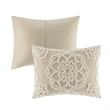 Pemberly Row Cotton Medallion Fringe Coverlet Mini Set in Taupe