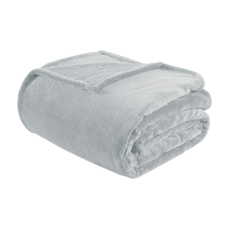 Pemberly Row Microlight Plush Oversized Blanket in Gray King