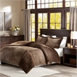 Pemberly Row Plush Down Alternative Comforter Set in Brown Full/Queen