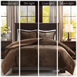 Pemberly Row Plush Down Alternative Comforter Set in Brown Full/Queen