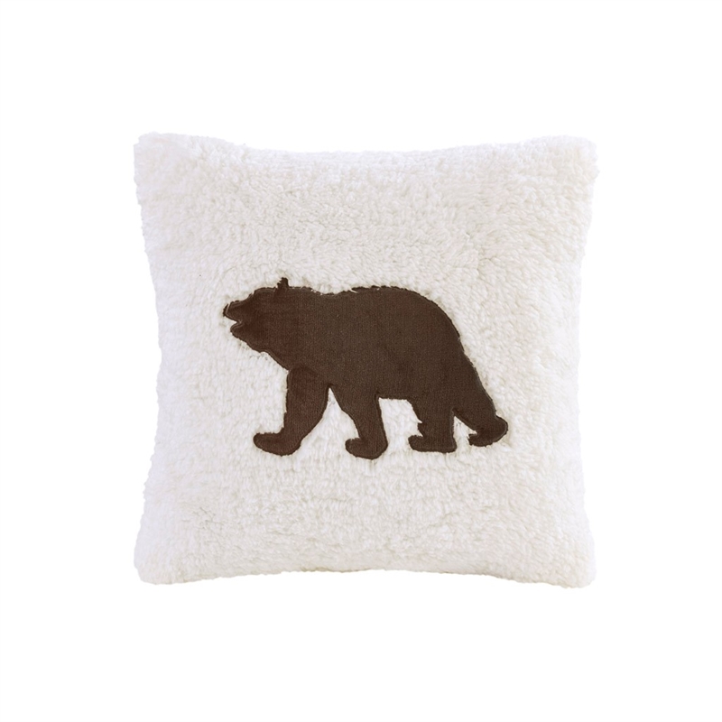 Pemberly Row Plush Sherpa Down Alternative Comforter Set-Brown/Ivory Full/Queen