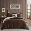 Pemberly Row Plush Sherpa Down Alternative Comforter Set-Brown/Ivory Full/Queen