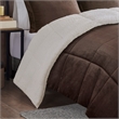 Pemberly Row Plush Sherpa Down Alternative Comforter Set-Brown/Ivory Full/Queen