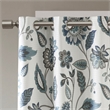 Pemberly Row Contemporary Jacquard Printed Room Darkening Panel in Aqua
