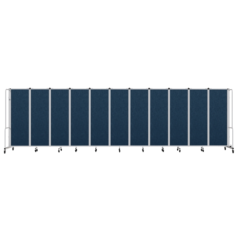 Pemberly Row Room Divider 6' Height 11 Sections Blue Panels and Gray Frame