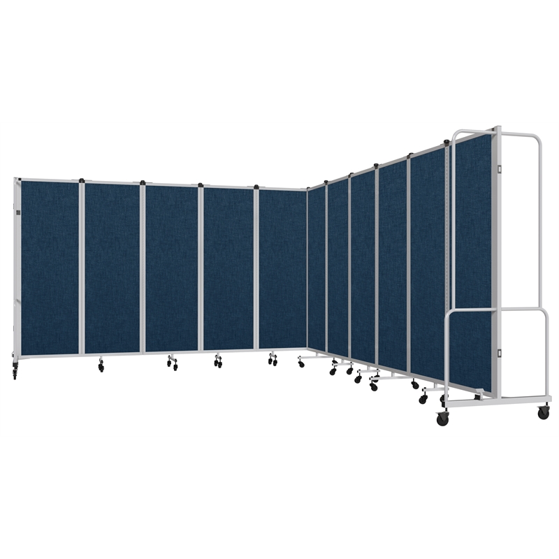 Pemberly Row Room Divider 6' Height 11 Sections Blue Panels and Gray Frame