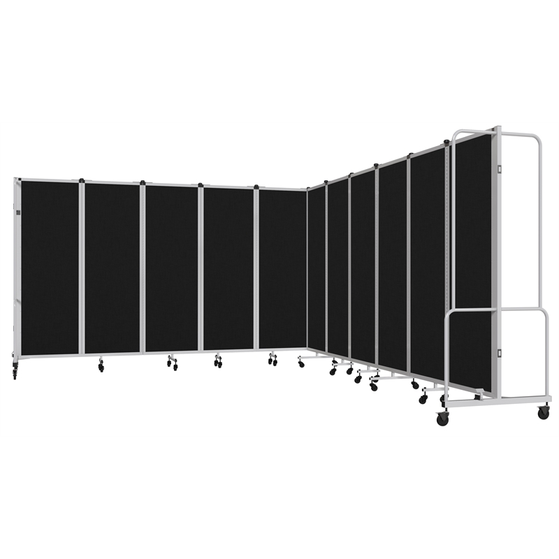 Pemberly Row Room Divider 6' Height 11 Sections Black Panels and Gray Frame
