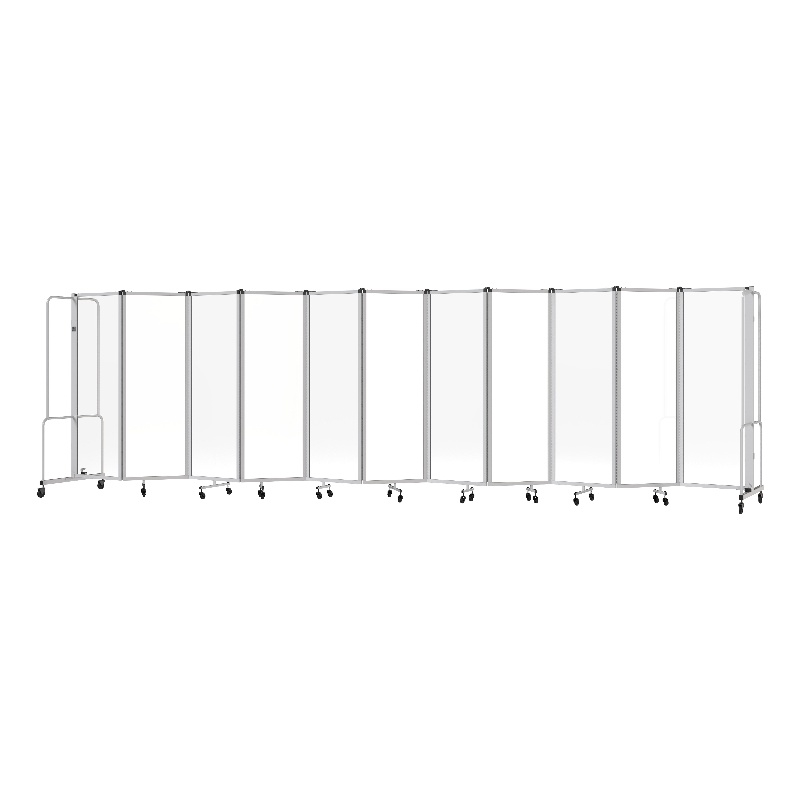 Pemberly Row Room Divider 6' Height 11 Sections Clear Acrylic Panels Gray Frame