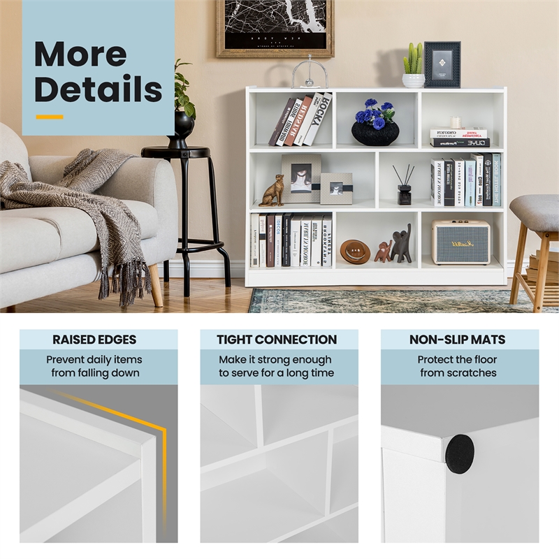 Pemberly Row Contemporary 3-tier Open Bookcase 8-Cube in White