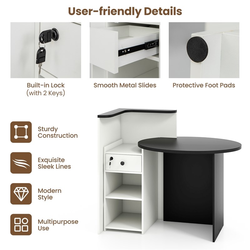 Pemberly Row Front Reception Counter Desk Checkout Office Desk in Black
