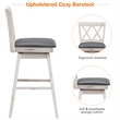 Pemberly Row Set of 2 Barstools Swivel Bar Height Chairs in White