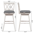 Pemberly Row Set of 2 Barstools Swivel Bar Height Chairs in White