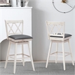 Pemberly Row Set of 2 Barstools Swivel Bar Height Chairs in White