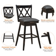 Pemberly Row Set of 2 Barstools Swivel Bar Height Chairs in Black