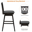 Pemberly Row Set of 2 Barstools Swivel Bar Height Chairs in Black