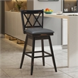 Pemberly Row Set of 2 Barstools Swivel Bar Height Chairs in Black