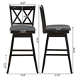 Pemberly Row Set of 2 Barstools Swivel Bar Height Chairs in Black