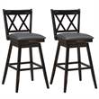 Pemberly Row Set of 2 Barstools Swivel Bar Height Chairs in Black