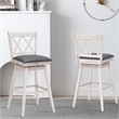Pemberly Row Set of 2 Barstools Swivel Counter Height Chairs in White