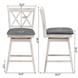 Pemberly Row Set of 2 Barstools Swivel Counter Height Chairs in White