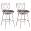 Pemberly Row Set of 2 Barstools Swivel Counter Height Chairs in White