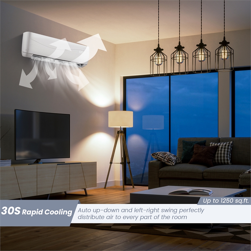 Pemberly Row Contemporary 18000 BTU Mini Split Air Conditioner in White
