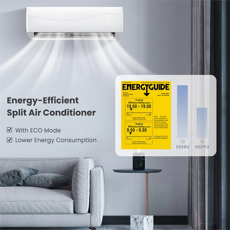 Pemberly Row Contemporary 18000 BTU Mini Split Air Conditioner in White