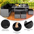 Pemberly Row 7 PCS Patio Dining Set Sectional Sofa Couch Ottoman Garden in Black