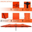 Pemberly Row 15 Ft Patio Double Sided Outdoor Market Umbrella in Orange