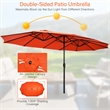 Pemberly Row 15 Ft Patio Double Sided Outdoor Market Umbrella in Orange