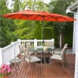 Pemberly Row 15 Ft Patio Double Sided Outdoor Market Umbrella in Orange