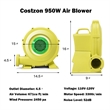 Pemberly Row Air Blower Pump Fan 950 Watt 1.25HP For Inflatable Castle in Yellow