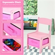 Pemberly Row Kids Table Chairs Set With Storage Boxes Blackboard Drawing in Pink