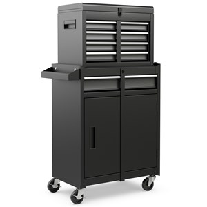 Pemberly Row 5-Drawer Rolling Tool Chest Cabinet Metal Tool Storage Box in Black