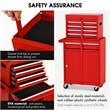 Pemberly Row 5-Drawer Rolling Tool Chest Cabinet Metal Tool Storage Box in Red