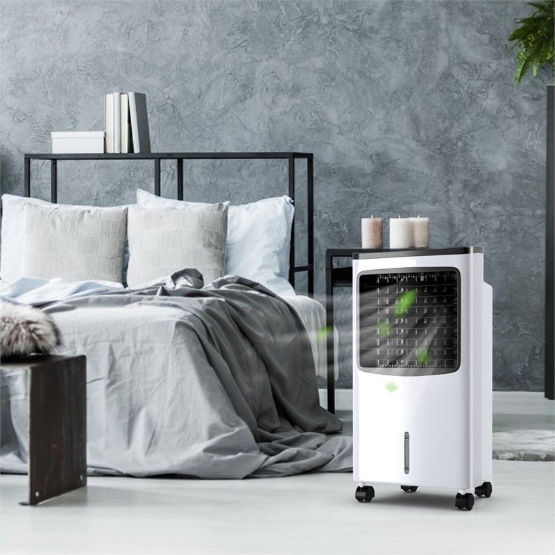 Pemberly Row Portable Cooler Fan Filter Humidify Anion W/ Remote Control - White